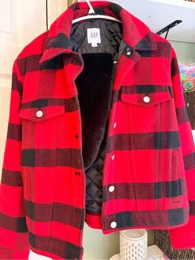 GAP Women’s Red and Black Buffalo Plaid Jacket